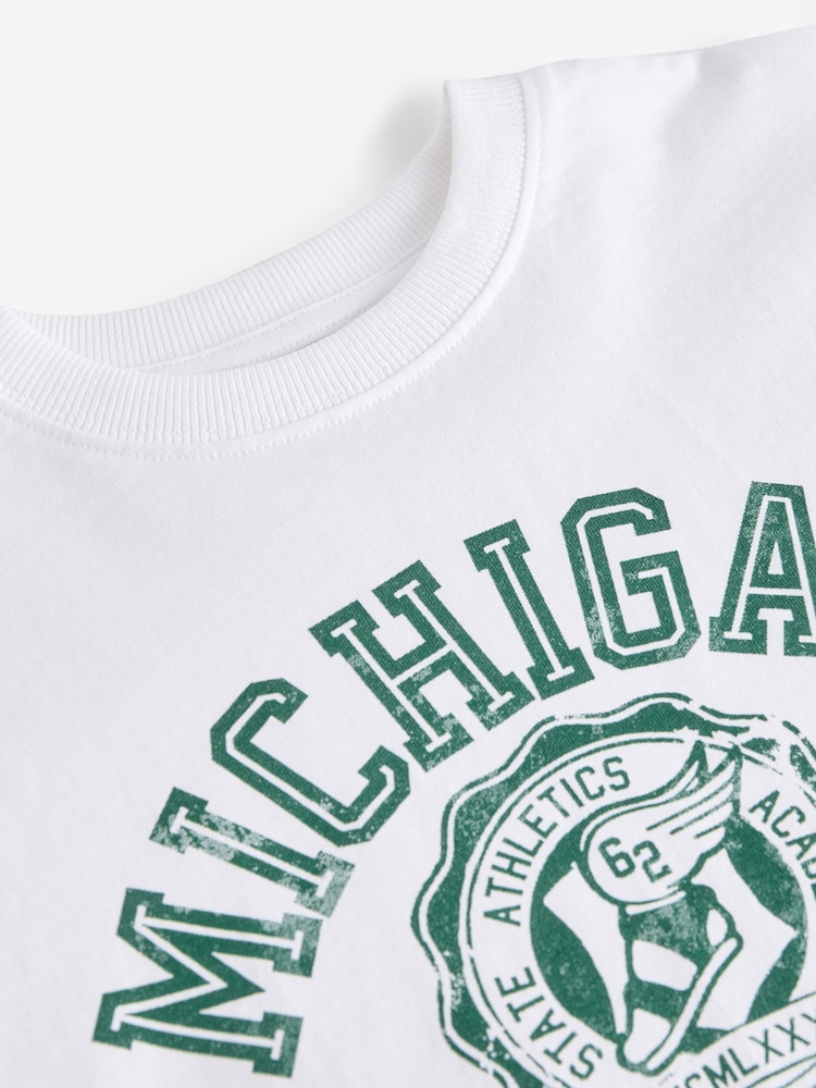 Белый мичиган - Relaxed Fit Short Sleeve Graphic Print T-Shirt (3-16yrs) - Image 3 of 3