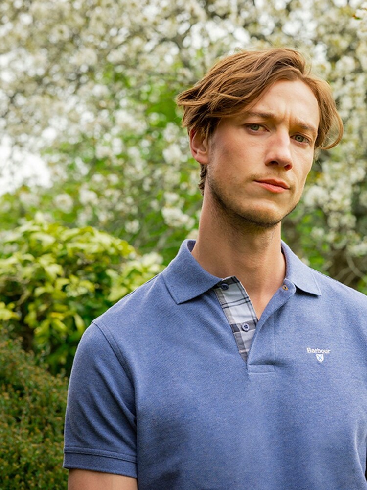 Barbour® Blue Marl Classic Pique Polo Shirt - Image 4 of 10