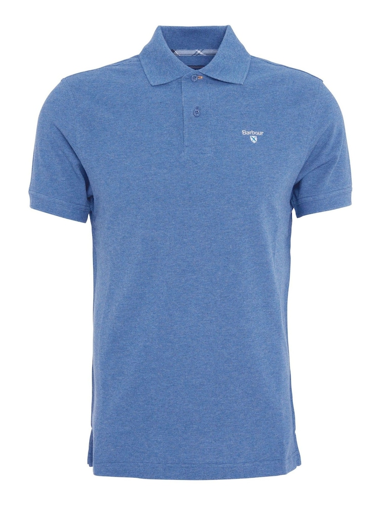Barbour® Blue Marl Classic Pique Polo Shirt - Image 10 of 10