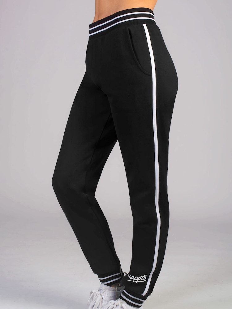 Pineapple Black Womens Stripe Rib Cuff Joggers - Image 1 of 6