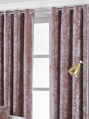 Riva Paoletti Blush Pink Verona Crushed Velvet Eyelet Curtains - Image 1 of 4