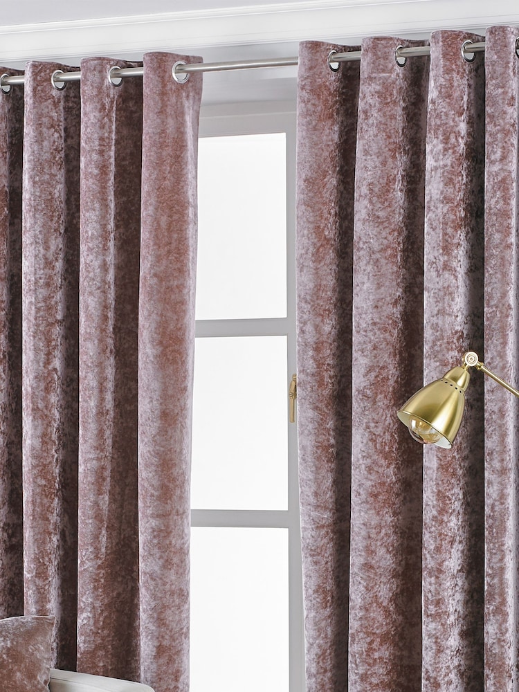 Riva Paoletti Blush Pink Verona Crushed Velvet Eyelet Curtains - Image 1 of 4
