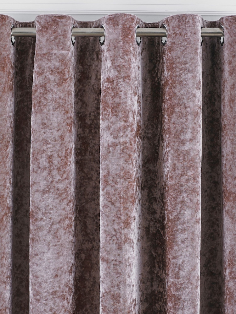 Riva Paoletti Blush Pink Verona Crushed Velvet Eyelet Curtains - Image 2 of 4