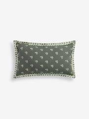 Sage Green 50 x 30cm Woodblock Cushion - Image 2 of 4