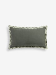 Sage Green 50 x 30cm Woodblock Cushion - Image 3 of 4