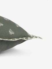 Sage Green 50 x 30cm Woodblock Cushion - Image 4 of 4