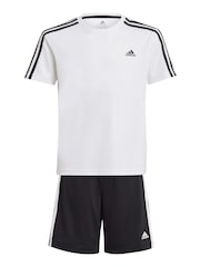 adidas White Chrome Sportswear Train Essentials Aeroready 3-Stripes Regular-Fit Training Set - Image 3 of 10