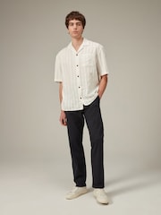 White Textured Seersucker Short Sleeve Shirt - Image 2 of 7