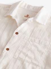 White Textured Seersucker Short Sleeve Shirt - Image 6 of 7