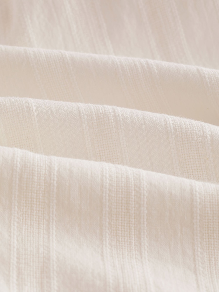 White Textured Seersucker Short Sleeve Shirt - Image 7 of 7