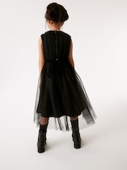 Black Mesh Tie Back Party Dress (3-16yrs) - Image 2 of 7
