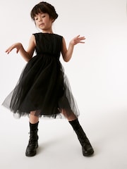 Black Mesh Tie Back Party Dress (3-16yrs) - Image 3 of 7