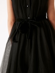Black Mesh Tie Back Party Dress (3-16yrs) - Image 5 of 7