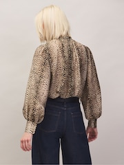 Ro&Zo Animal Leopard Bow Detail Blouse - Image 6 of 7