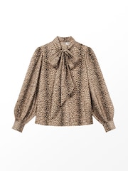 Ro&Zo Animal Leopard Bow Detail Blouse - Image 7 of 7