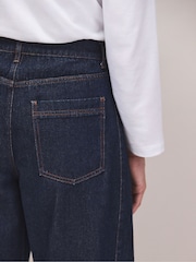 Ro&Zo Dark Blue Petite High Waist Barrel Leg Jeans - Image 6 of 7