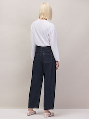 Ro&Zo Dark Blue Petite High Waist Barrel Leg Jeans - Image 7 of 7