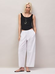 Ro&Zo White Petite Cotton Barrel Leg Trousers - Image 4 of 5