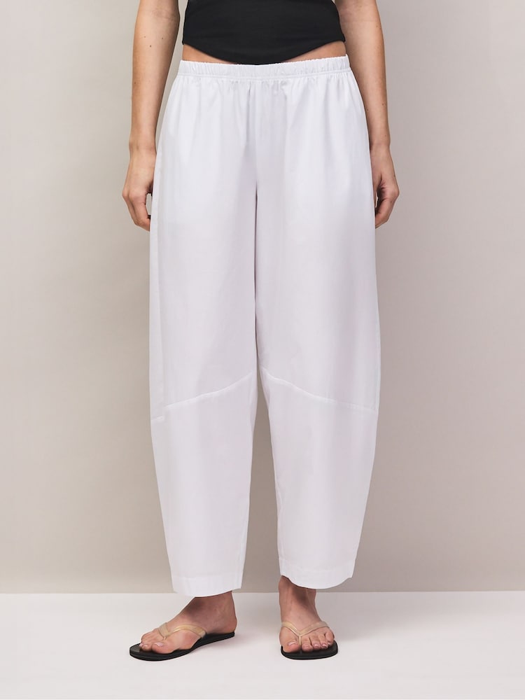 Ro&Zo White Petite Cotton Barrel Leg Trousers - Image 5 of 5 Ro&Zo White Petite Cotton Barrel Leg Trousers - Image 5 of 5