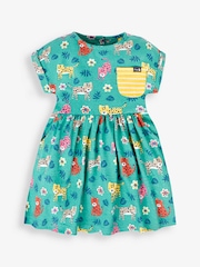 JoJo Maman Bébé Duck Egg Safari Print Drop Shoulder Dress - Image 1 of 2