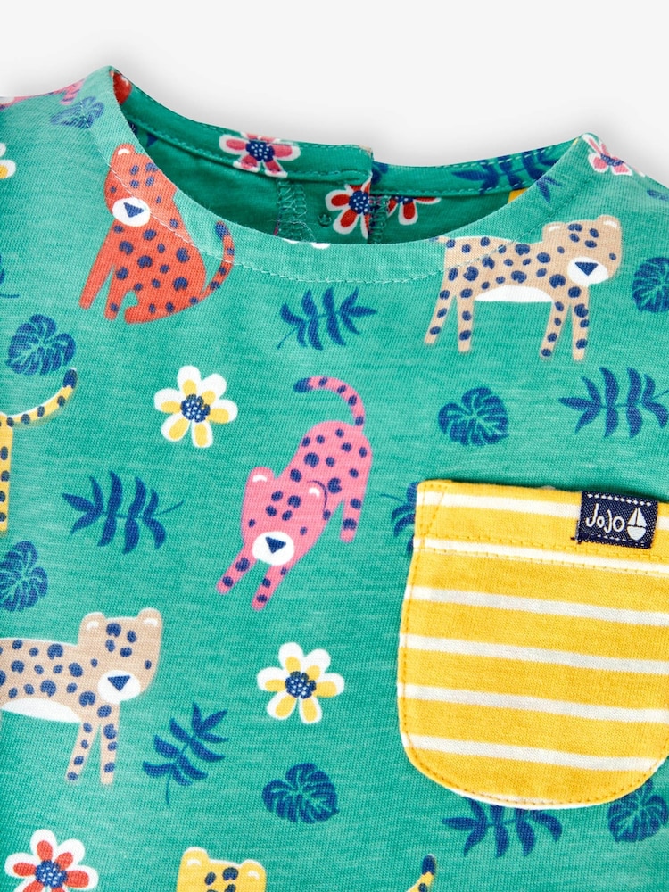 JoJo Maman Bébé Duck Egg Safari Print Drop Shoulder Dress - Image 2 of 2