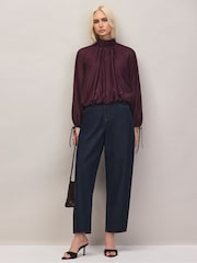 Ro&Zo Dark Red High Neck Bubble Hem Blouse - Image 2 of 5
