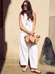 Blanco - Pantalones de pernera tipo barril de algodón de Ro&Zo - Imagen 1 de 5