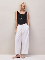 Blanco - Pantalones de pernera tipo barril de algodón de Ro&Zo - Imagen 4 de 5