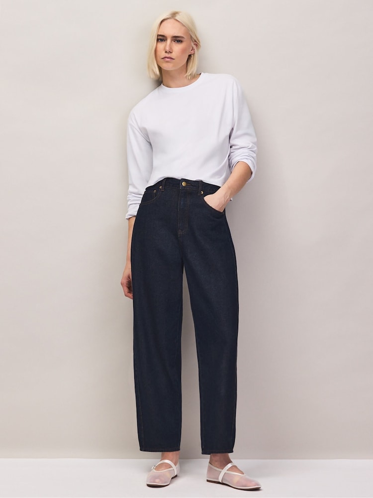 Ro&Zo Blue Denim Barrel Leg Jeans - Image 1 of 7 Ro&Zo Blue Denim Barrel Leg Jeans - Image 1 of 7