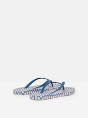 Joules Sunvale Blue Floral Printed Flip Flops - Image 2 of 5