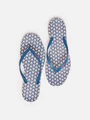 Joules Sunvale Blue Floral Printed Flip Flops - Image 3 of 5