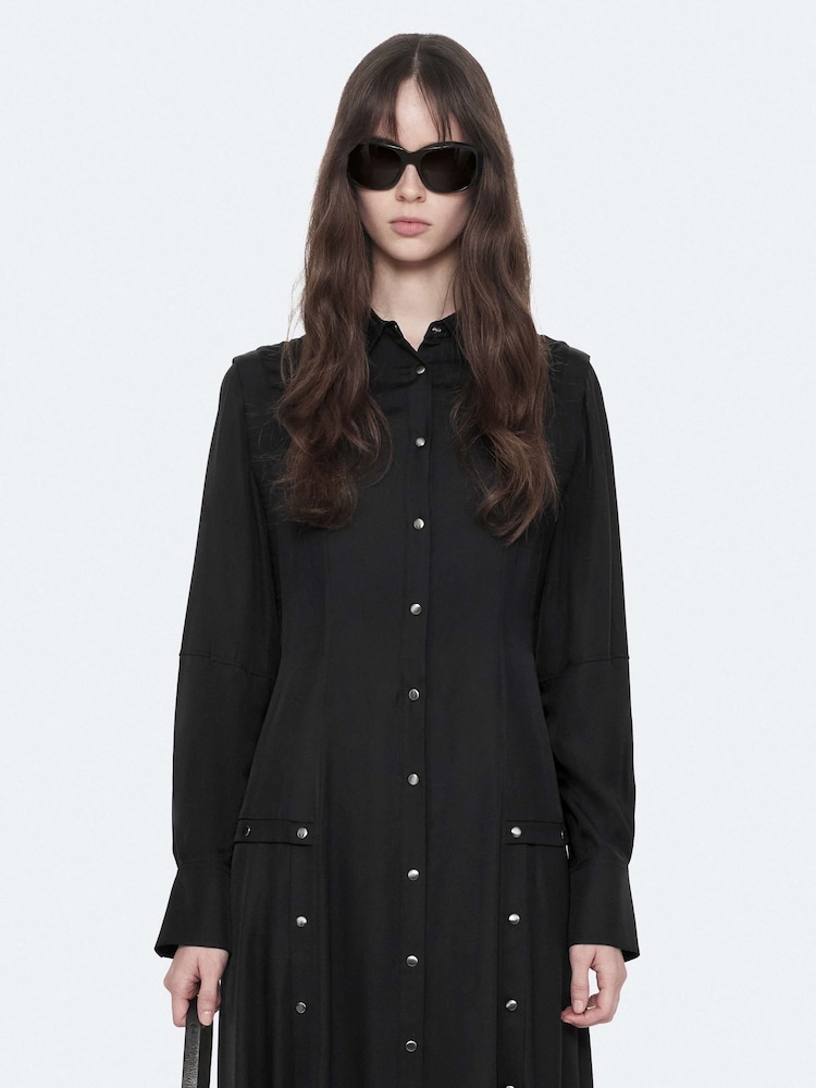 AllSaints Black Artemis Dress - Image 1 of 8