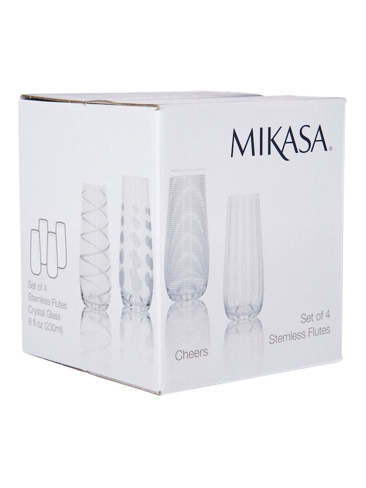 Mikasa Set of 4 Clear Cheers Stemless Champagne Flutes - Image 5 of 5