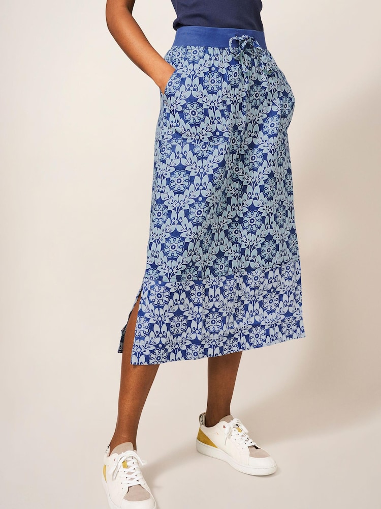 White Stuff Blue Effie Linen Skirt - Image 1 of 6