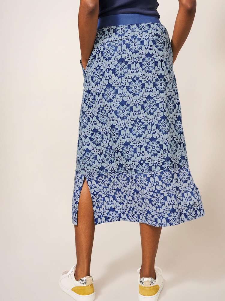 White Stuff Blue Effie Linen Skirt - Image 2 of 6