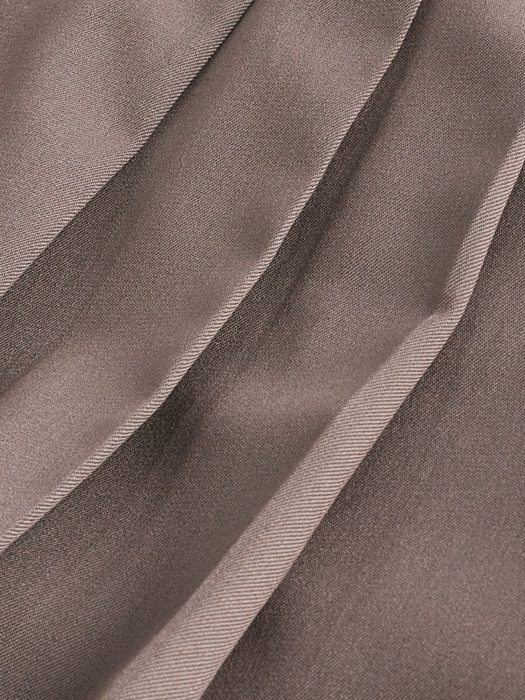 Nerzbraun - Plissierte Hose mit weitem Bein und mittelhohem Bund - Bild 6 von 6