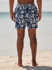 Navy Blue Seersucker Premium Swim Shorts - Image 4 of 11