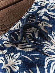 Navy Blue Seersucker Premium Swim Shorts - Image 7 of 11