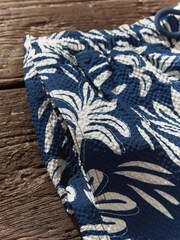 Navy Blue Seersucker Premium Swim Shorts - Image 8 of 11