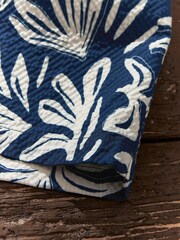 Navy Blue Seersucker Premium Swim Shorts - Image 9 of 11