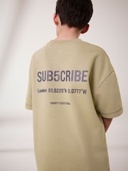 Black/Stone Subscribe Heavyweight Short Sleeve 100% Cotton T-Shirt and Wide Leg Joggers Set (3-16yrs) - Image 1 of 7