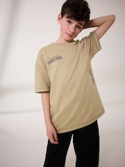 Black/Stone Subscribe Heavyweight Short Sleeve 100% Cotton T-Shirt and Wide Leg Joggers Set (3-16yrs) - Image 2 of 7