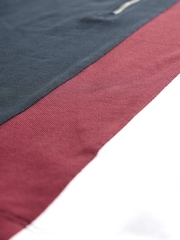 Navy/ Red 100% Cotton Quarter Zip Colourblock Short Sleeve Polo Shirt (3-16yrs) - Image 4 of 4