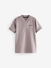 Stone Textured Short Sleeve Zip Neck 100% Cotton Polo Shirt (3-16yrs) - Image 1 of 4