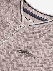 Stone Textured Short Sleeve Zip Neck 100% Cotton Polo Shirt (3-16yrs) - Image 3 of 4