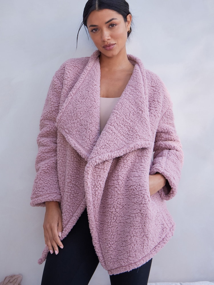 Pink Teddy Fleece Borg Cardigan - Image 1 of 6