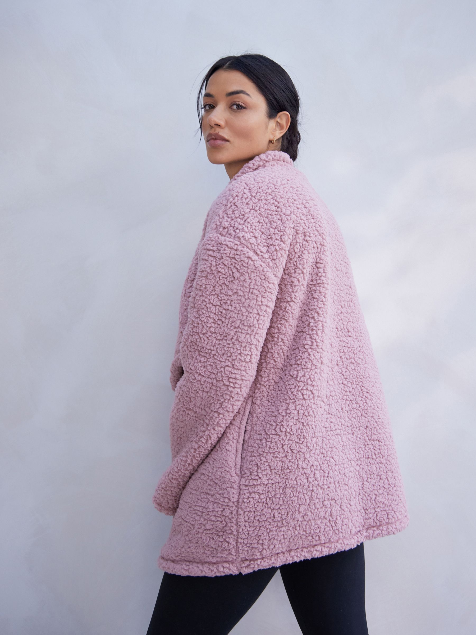 New look teddy coat pink online