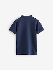 Navy Textured Short Sleeve Quarter Zip 100% Cotton Polo Shirt (3-16yrs) - Image 2 of 4