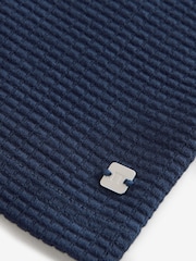 Navy Textured Short Sleeve Quarter Zip 100% Cotton Polo Shirt (3-16yrs) - Image 4 of 4