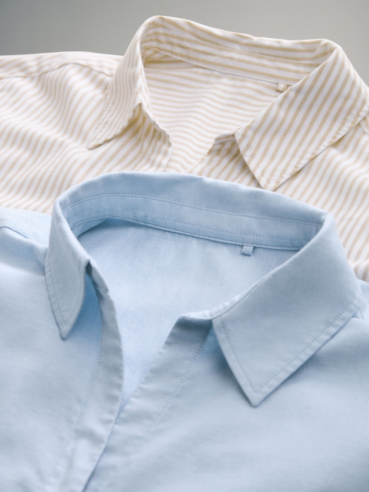 The Set Blue/Nude Stripe 2 Pack Relaxed Oxford Shirts - Image 11 of 11